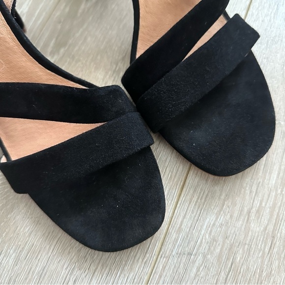 Madewell Heels Shoes The Liv Sandal Asymmetrical Open Toe in Suede Black 10 - Picture 7 of 10